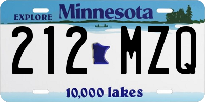 MN license plate 212MZQ