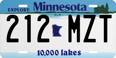 MN license plate 212MZT