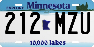 MN license plate 212MZU
