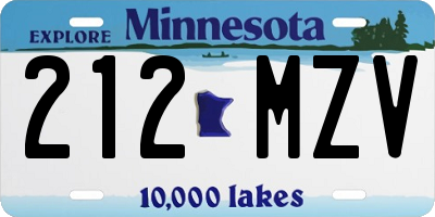 MN license plate 212MZV