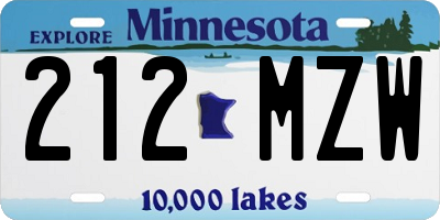 MN license plate 212MZW