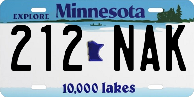 MN license plate 212NAK