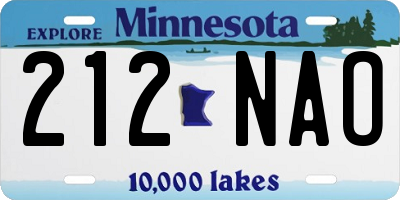 MN license plate 212NAO