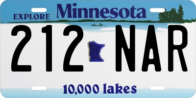 MN license plate 212NAR