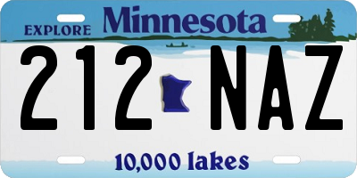 MN license plate 212NAZ