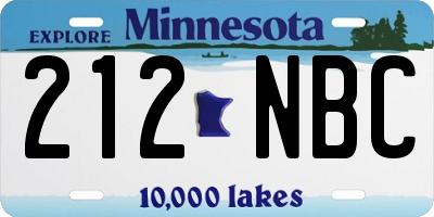 MN license plate 212NBC