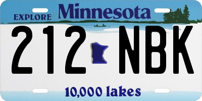 MN license plate 212NBK