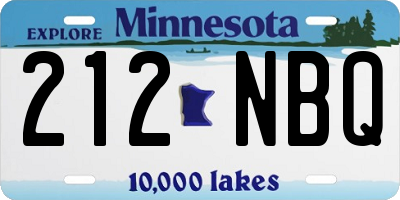 MN license plate 212NBQ