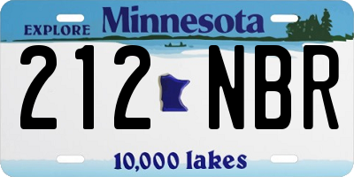 MN license plate 212NBR