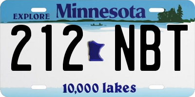 MN license plate 212NBT