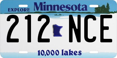 MN license plate 212NCE