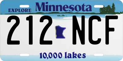 MN license plate 212NCF