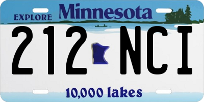 MN license plate 212NCI