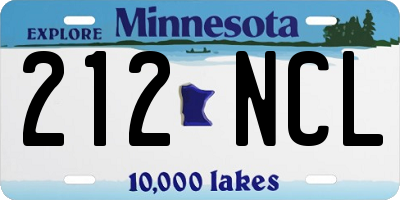 MN license plate 212NCL