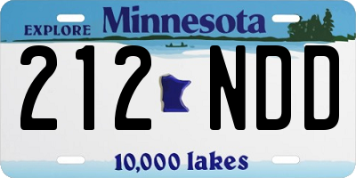 MN license plate 212NDD