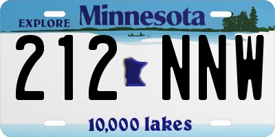 MN license plate 212NNW