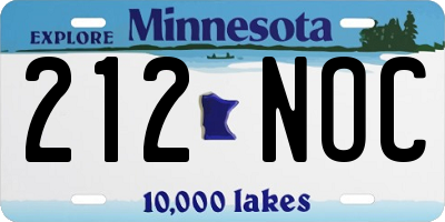 MN license plate 212NOC