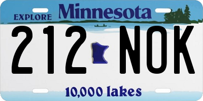 MN license plate 212NOK