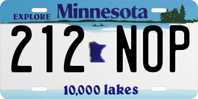 MN license plate 212NOP