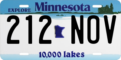 MN license plate 212NOV