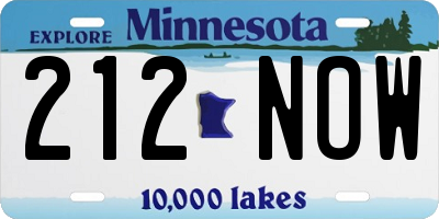 MN license plate 212NOW