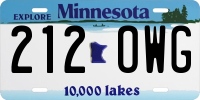MN license plate 212OWG
