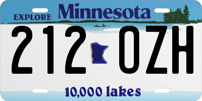 MN license plate 212OZH
