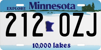 MN license plate 212OZJ