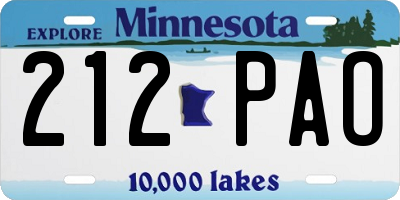 MN license plate 212PAO