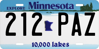 MN license plate 212PAZ