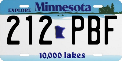 MN license plate 212PBF