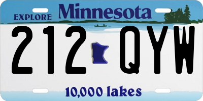 MN license plate 212QYW
