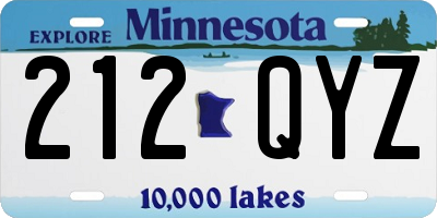 MN license plate 212QYZ