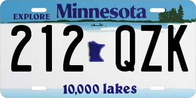 MN license plate 212QZK