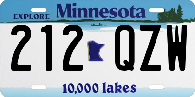 MN license plate 212QZW