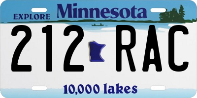 MN license plate 212RAC