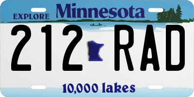 MN license plate 212RAD