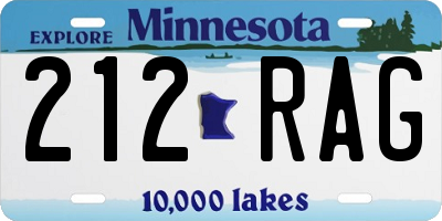 MN license plate 212RAG