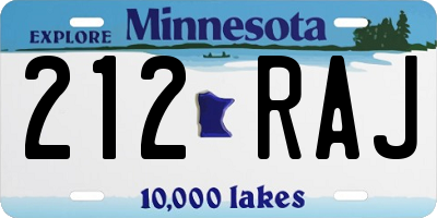 MN license plate 212RAJ
