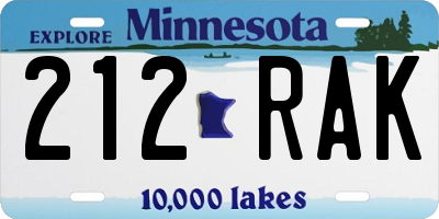 MN license plate 212RAK