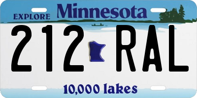 MN license plate 212RAL