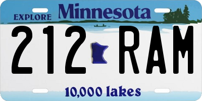 MN license plate 212RAM