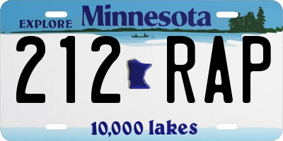 MN license plate 212RAP
