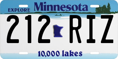 MN license plate 212RIZ