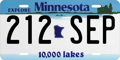 MN license plate 212SEP