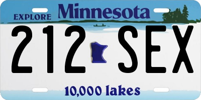 MN license plate 212SEX