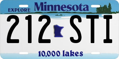 MN license plate 212STI