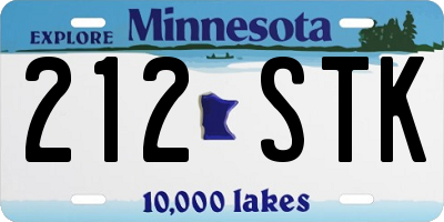 MN license plate 212STK