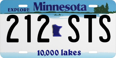 MN license plate 212STS