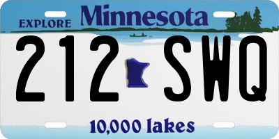 MN license plate 212SWQ